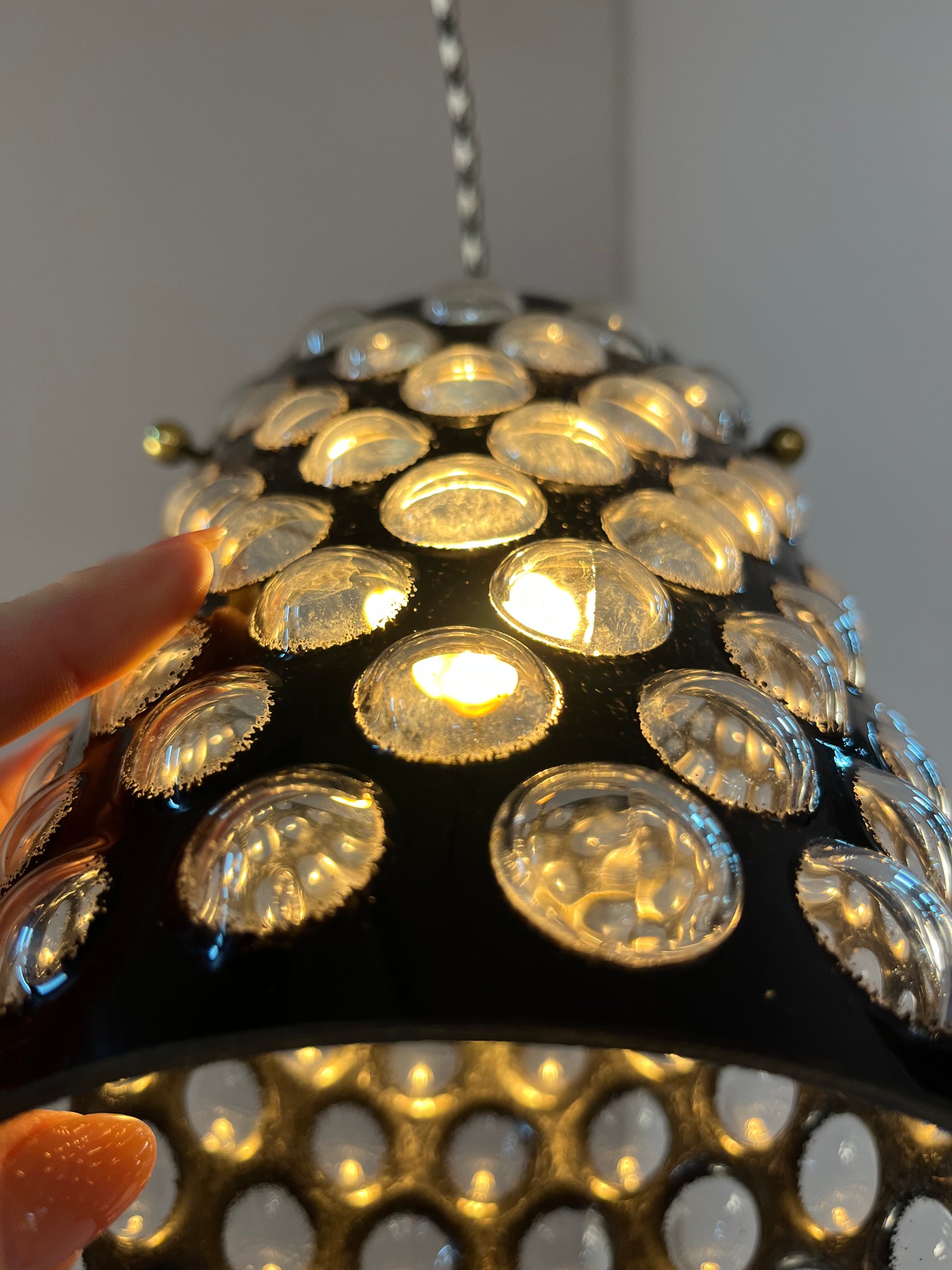 Hängelampe schwarz Bubbleglas aus Schweden