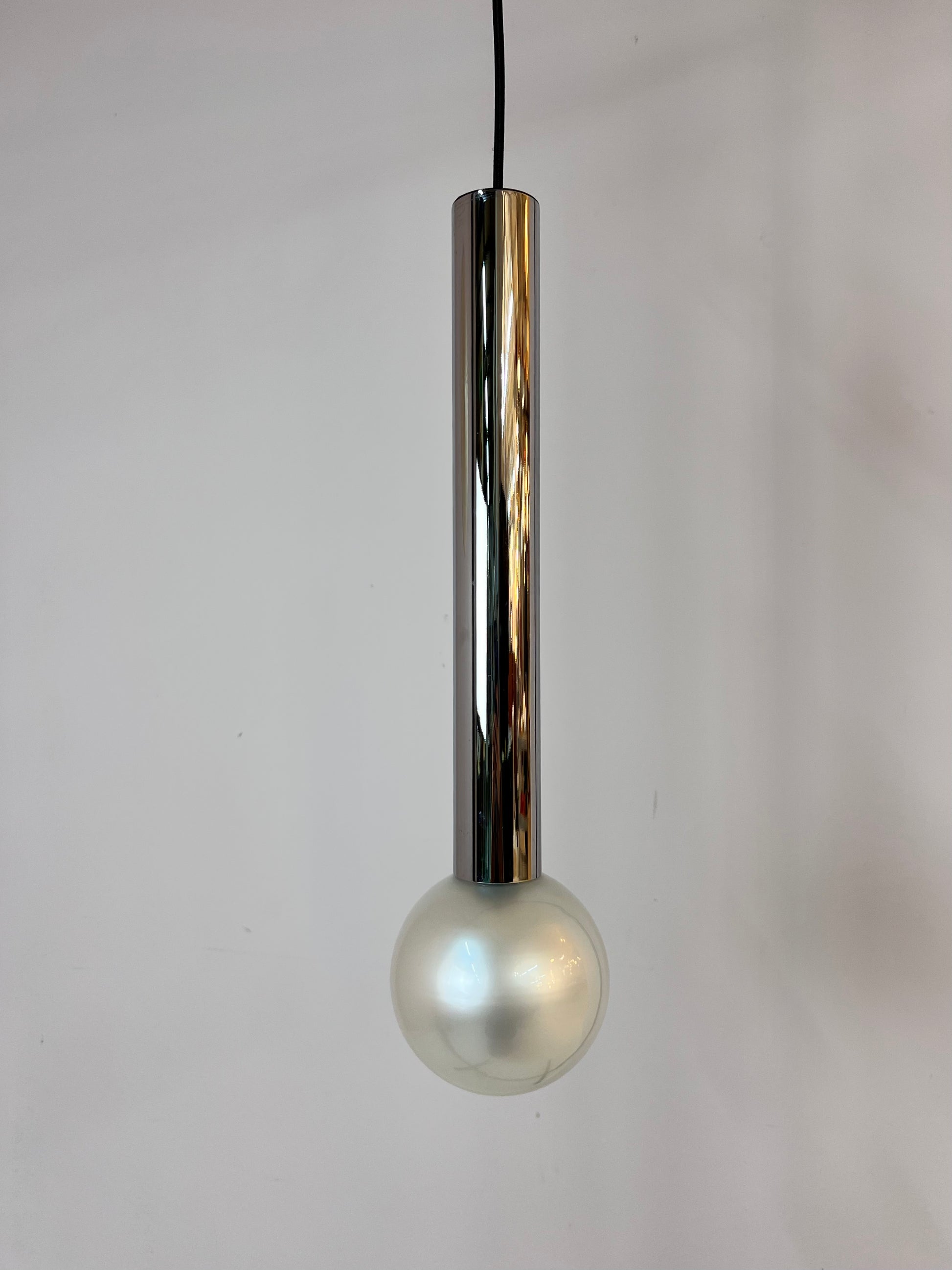 Hängelampe Big Globe Perlmutt Chrom von Motoko Ishii für STAFF