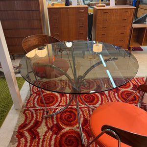 Runder Esstisch Chrom & Rauchglas