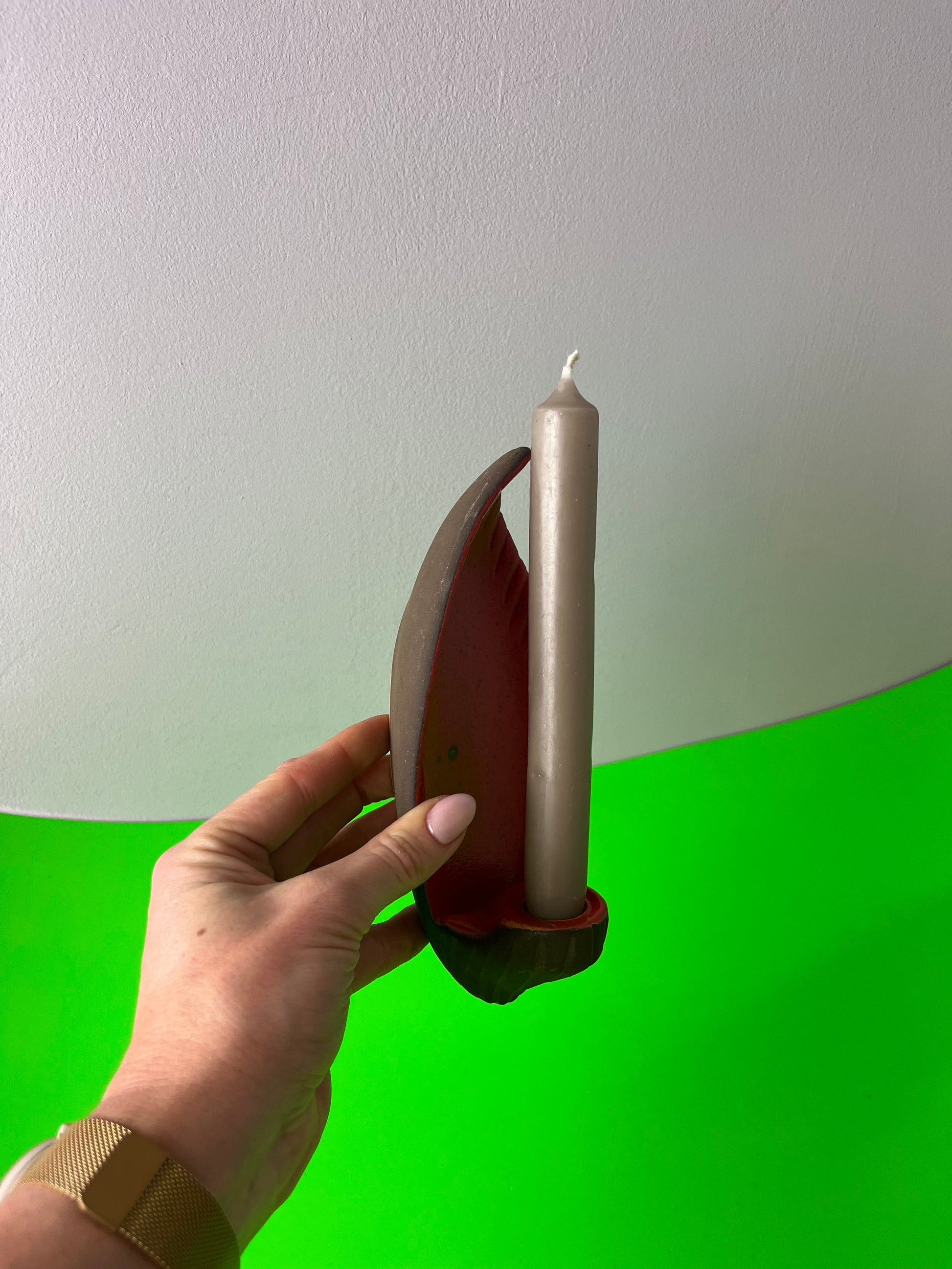 Wandkerzenhalter rot braun Keramik