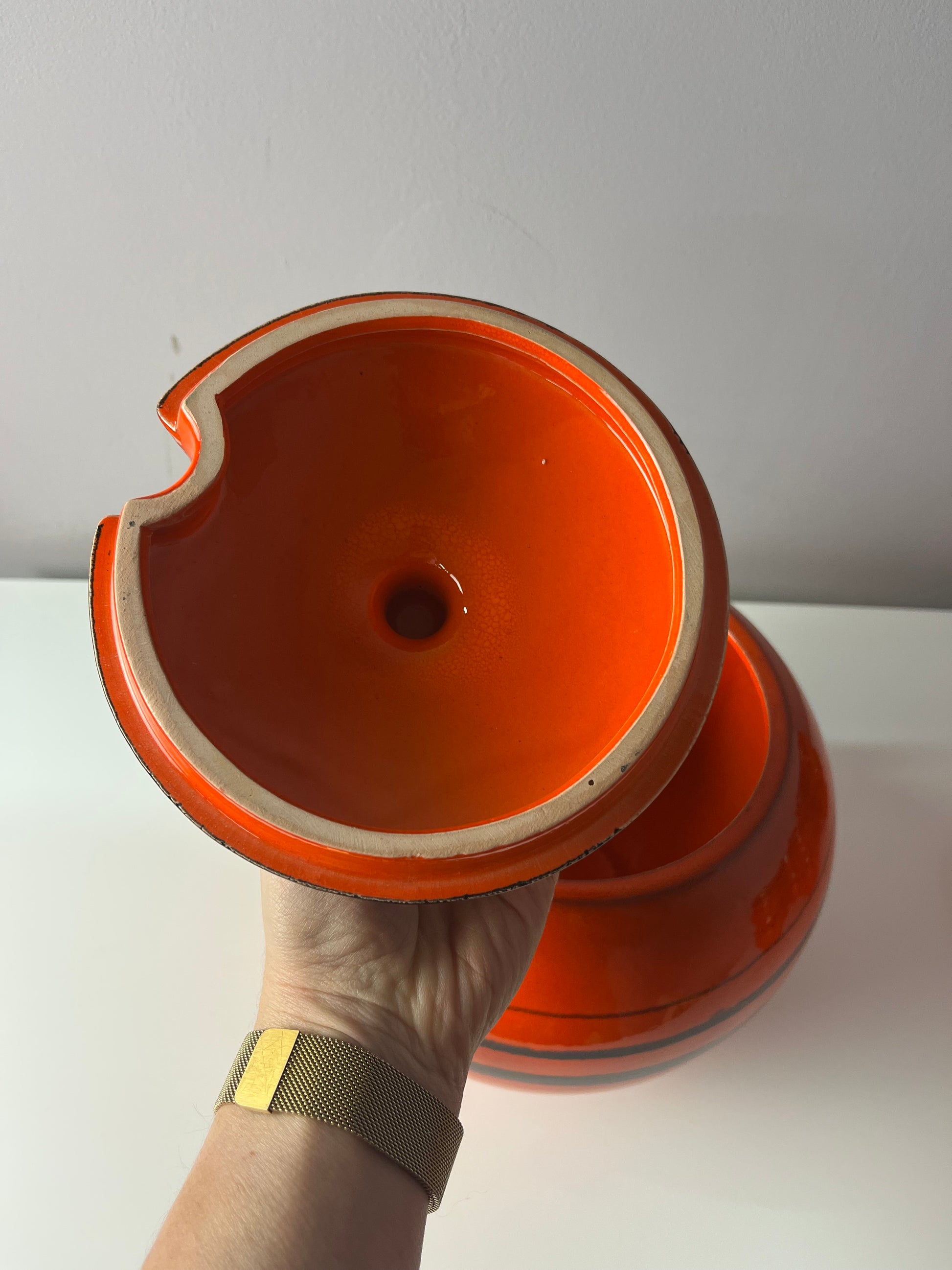 Bowle-Set: 10 Becher und 1 Terrine orange Keramik