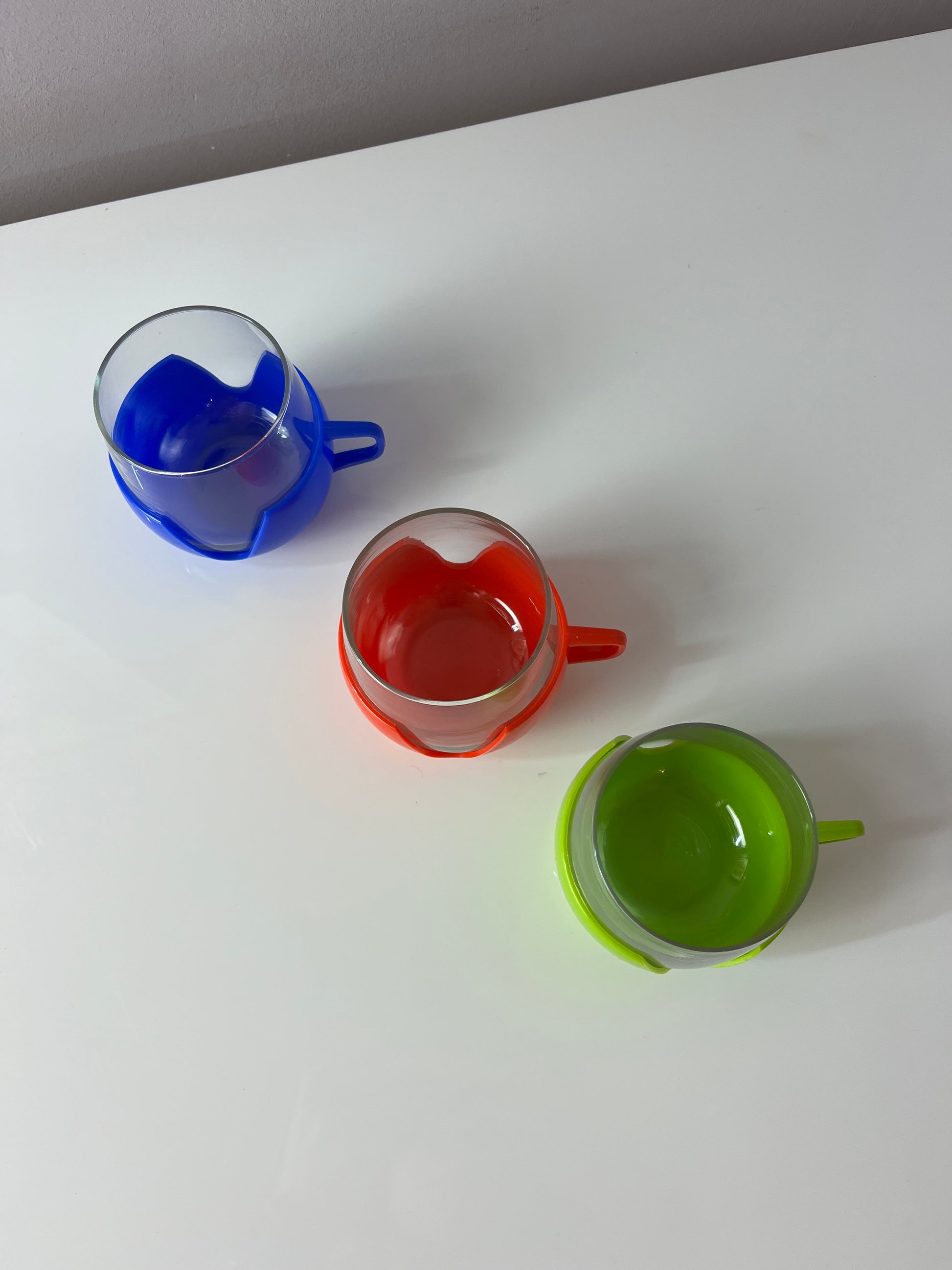 Set: 3x Glasbecher rot grün blau Made in Holland