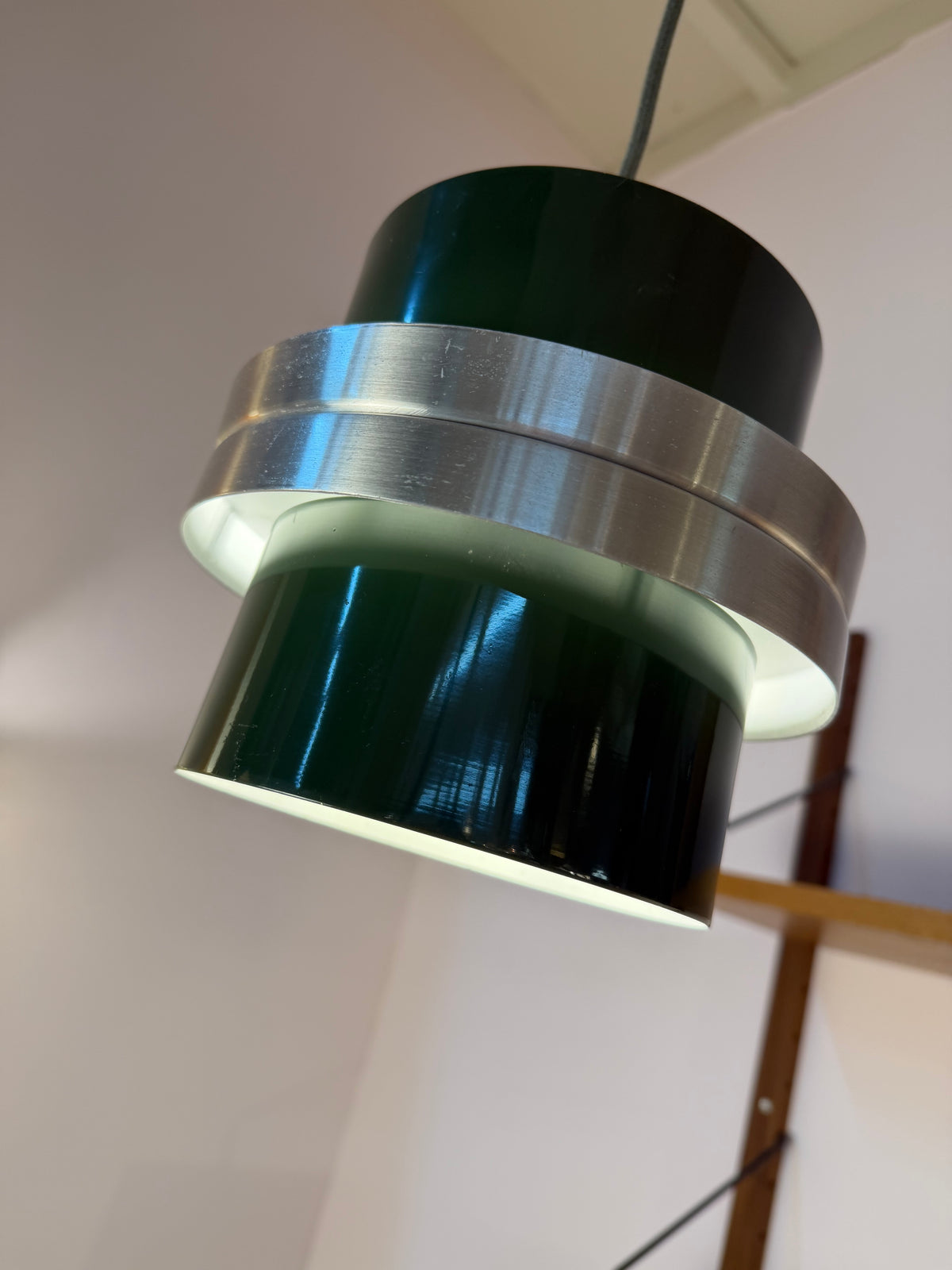 Hängelampe grün silber aus Dänemark
