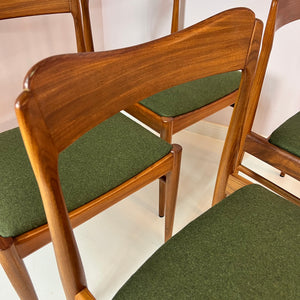Set: 4x Polsterstuhl grün Teak