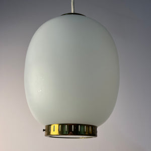 Hängelampe Kina Opalglas Messing von Bent Karlby für Lyfa