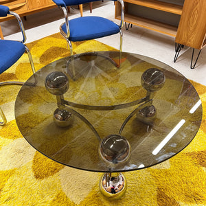 Couchtisch Chrom & Rauchglas 70er Space Age Design