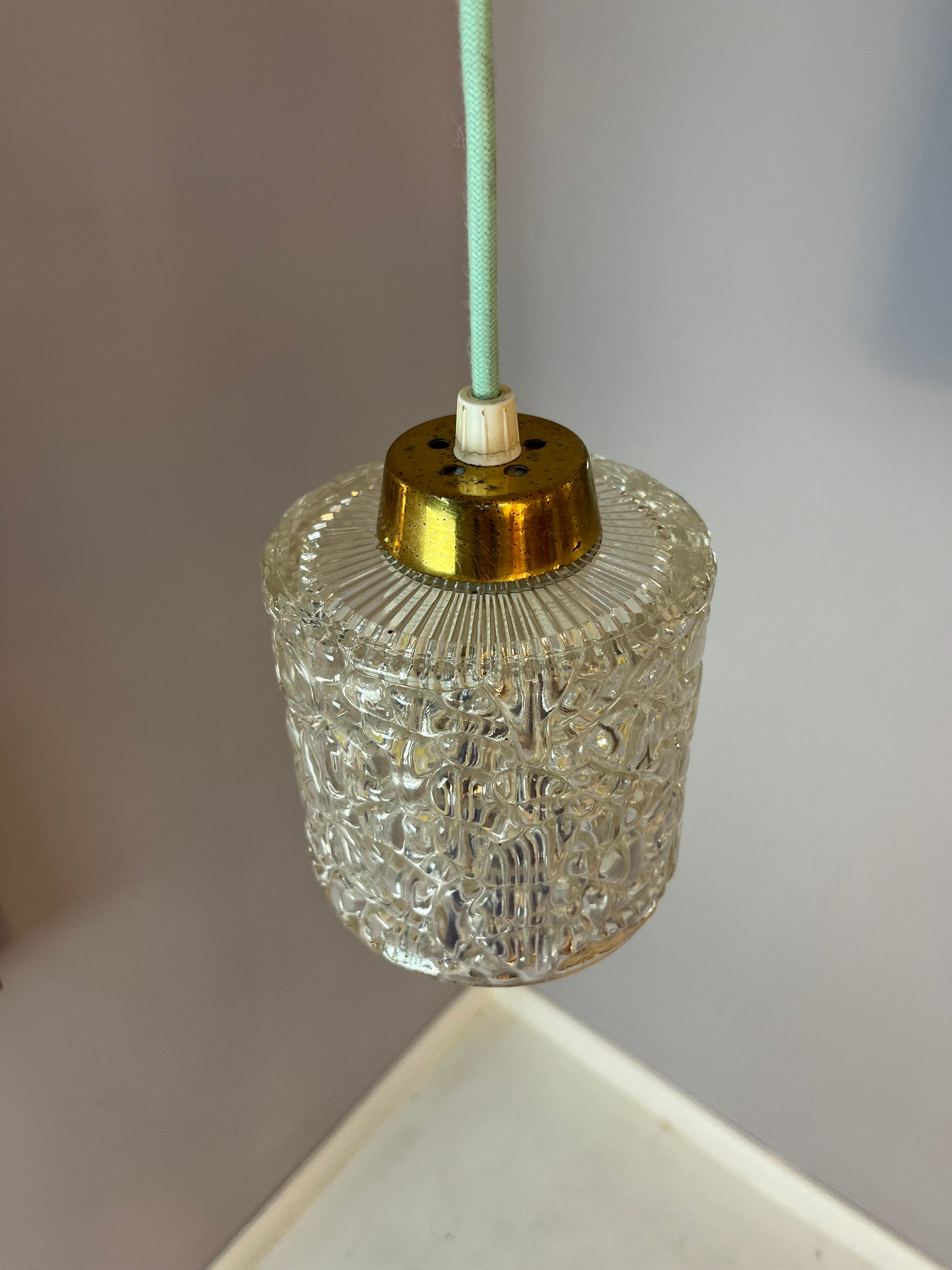 Hängelampe Glas Messing aus Dänemark