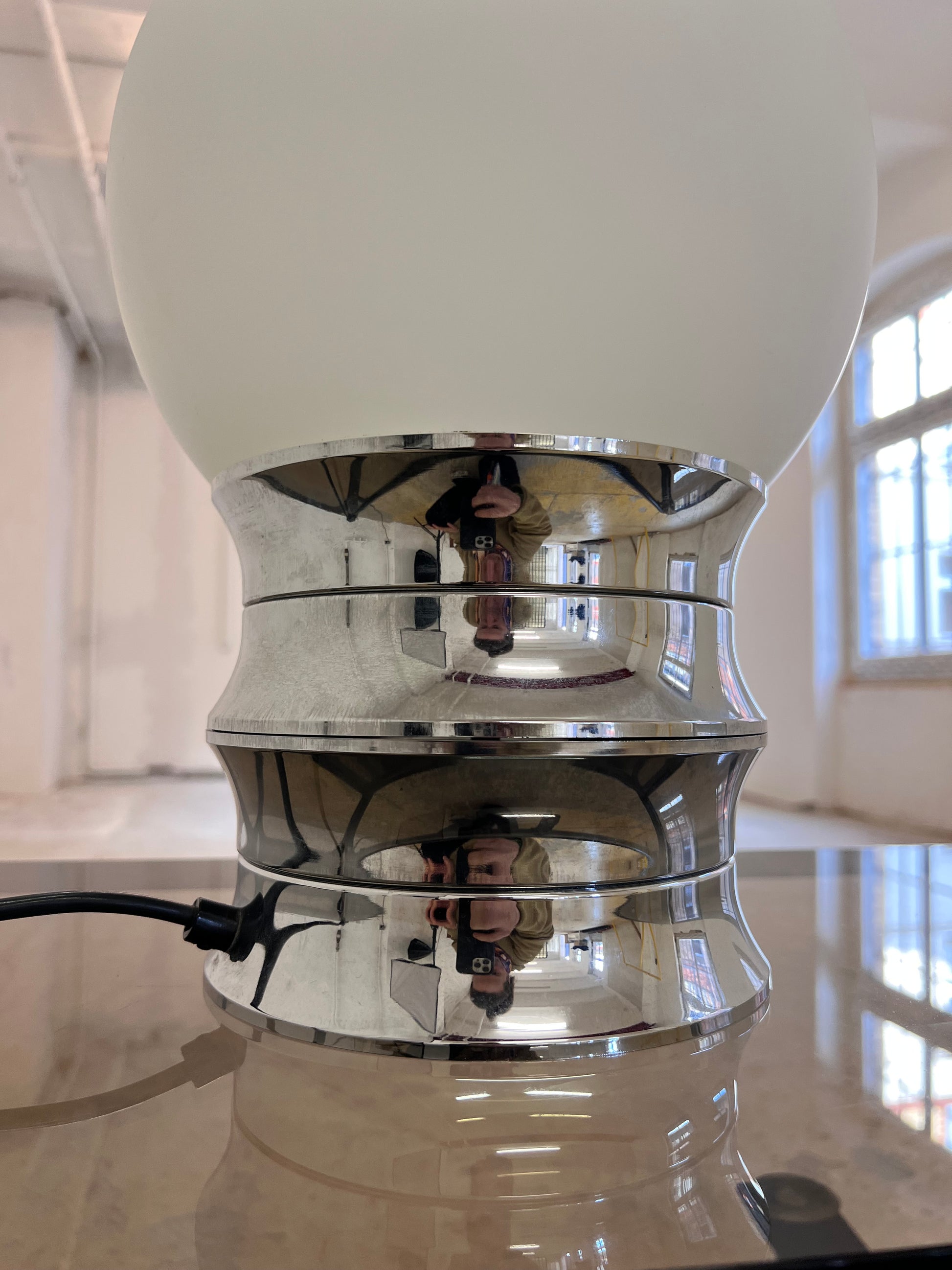 Tischlampe Chrom Opalglas von VEB NARVA