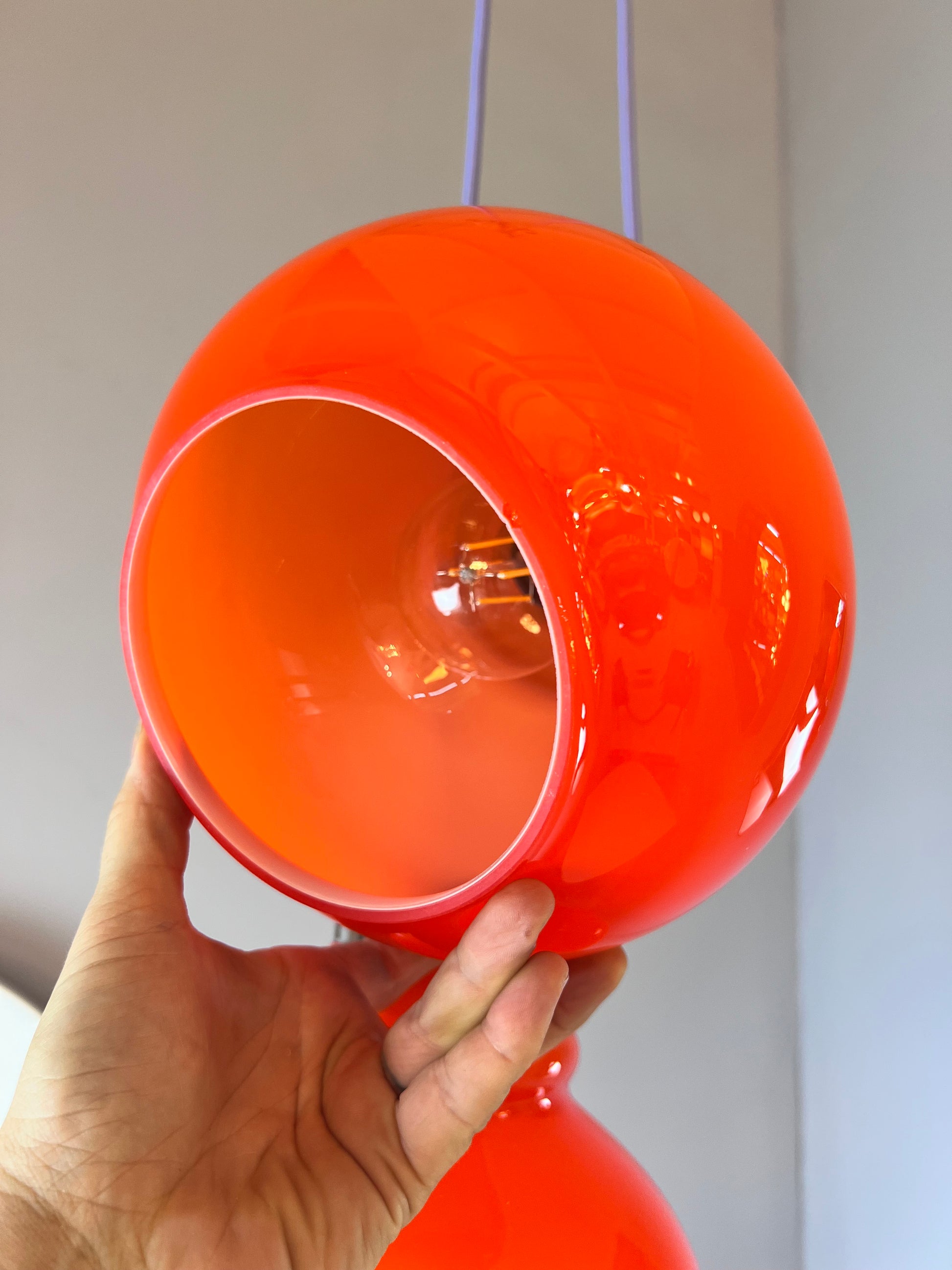 Hängelampe orange Glas aus Westddeutschland
