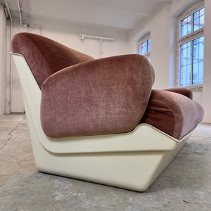 Modularer Schalensessel rosa Samt & Kunststoff