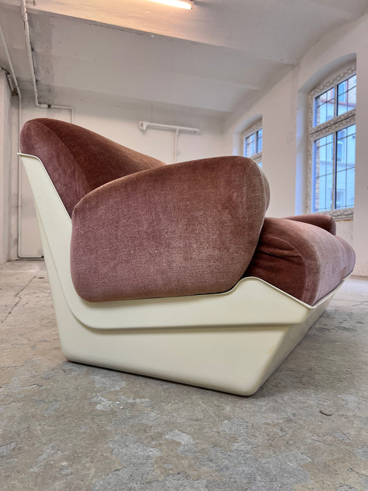 Modularer Schalensessel rosa Samt & Kunststoff