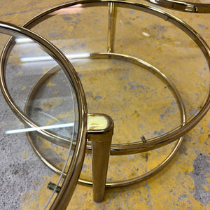 Runder Couchtisch Messing Glas mit drehbaren Tischplatten