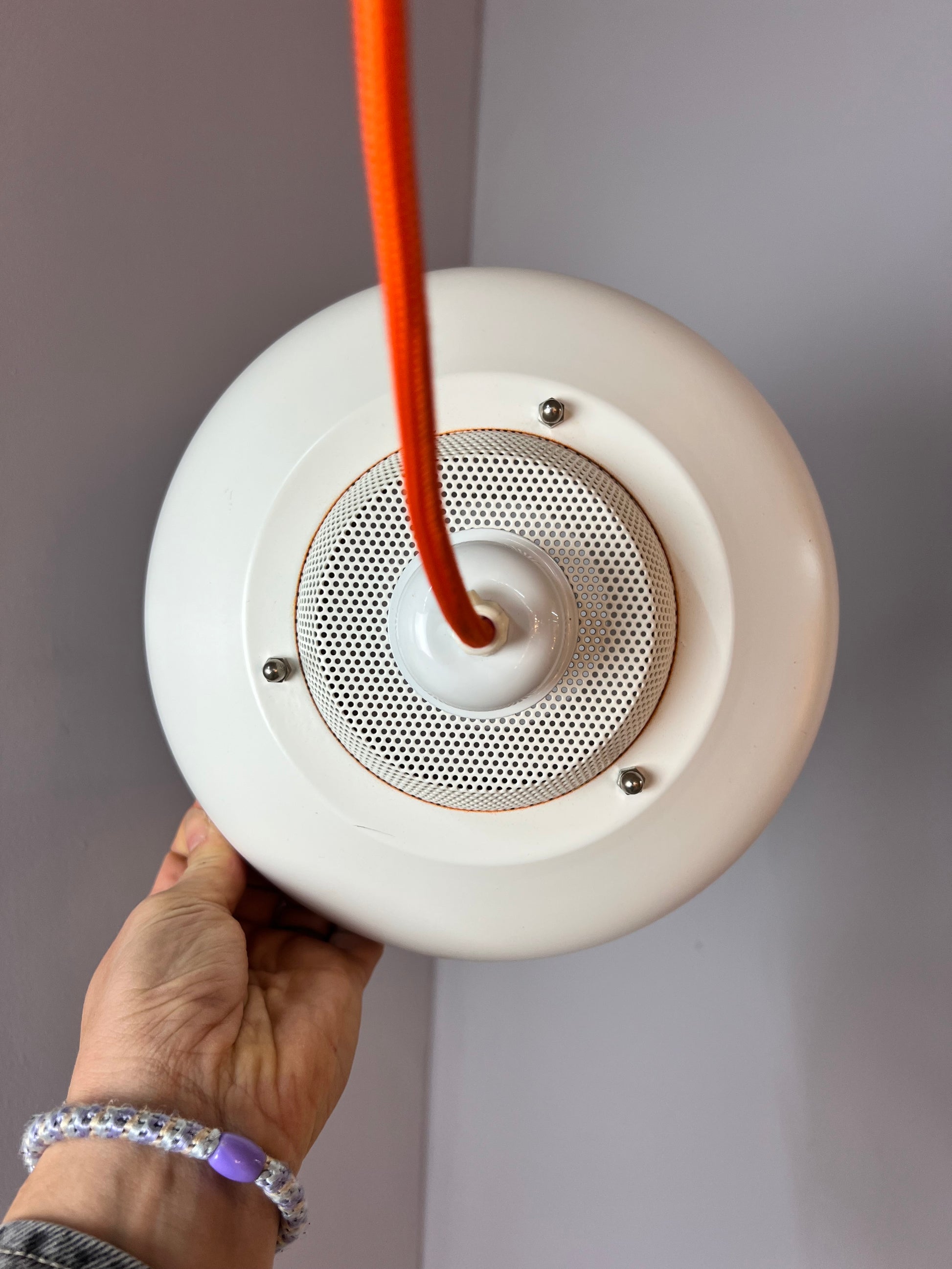 Lamellenlampe neu lackiert weiß orange