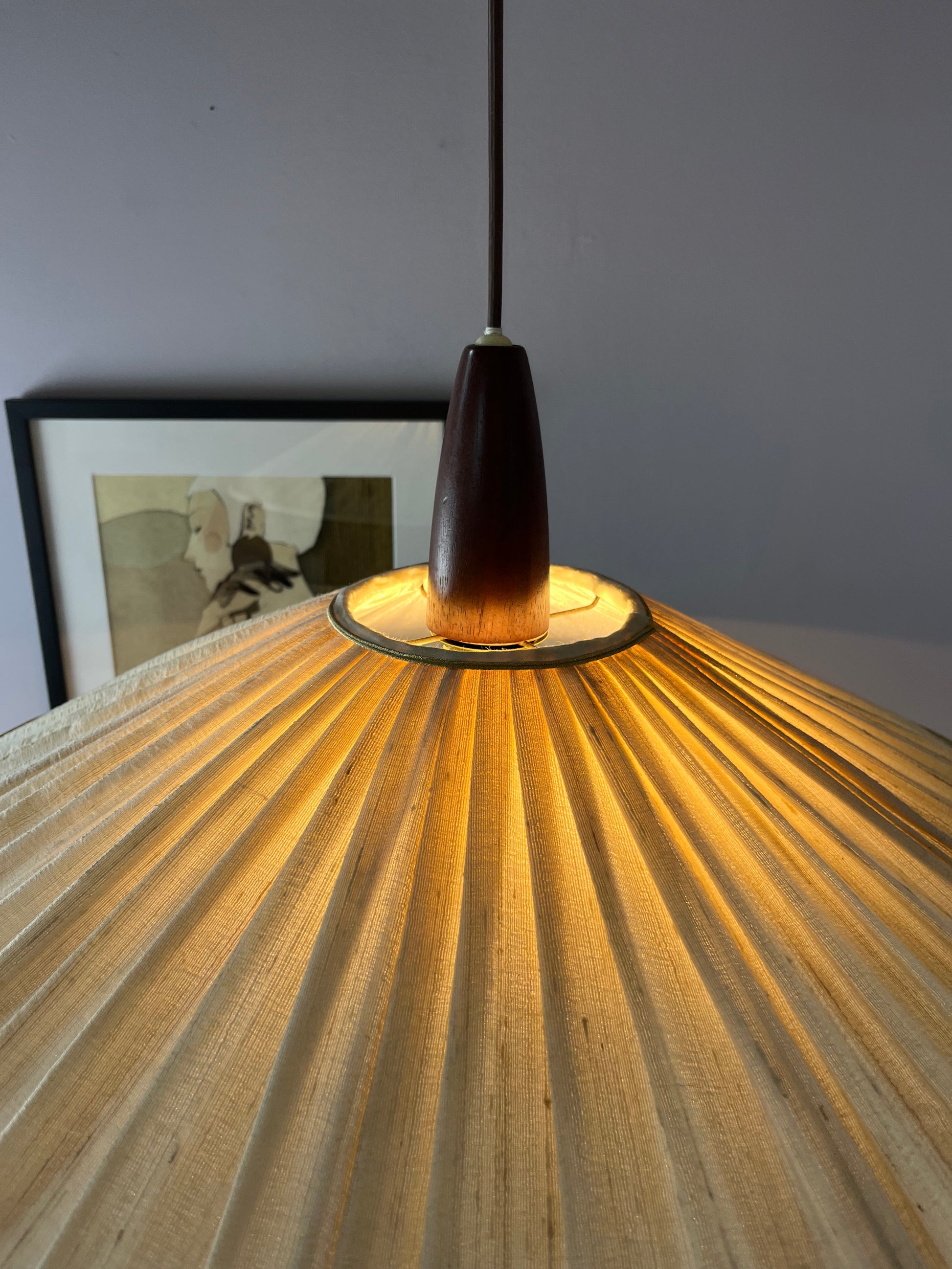 Hängelampe beige braun Teak von Temde