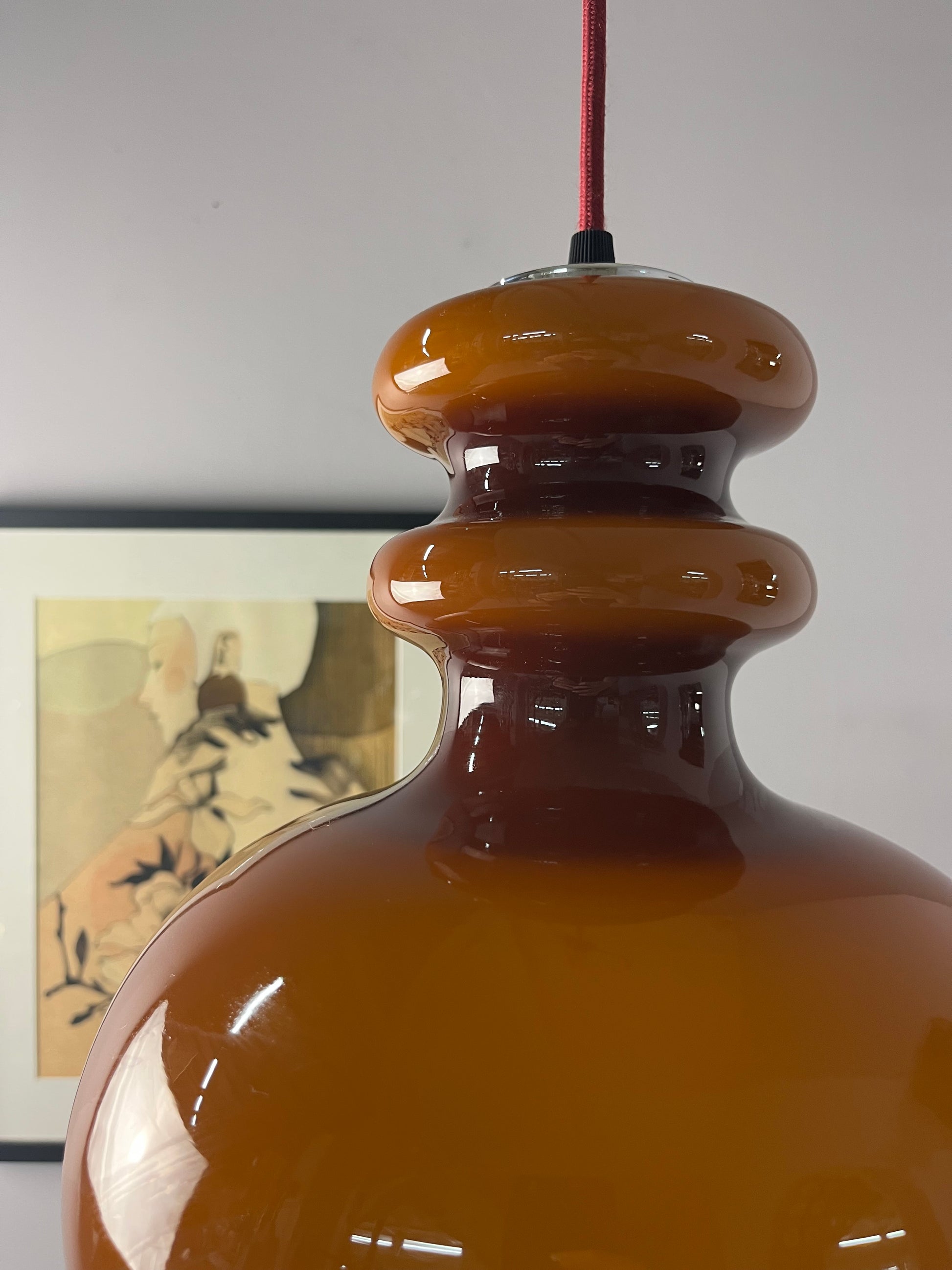 Hängelampe braun orange Glas