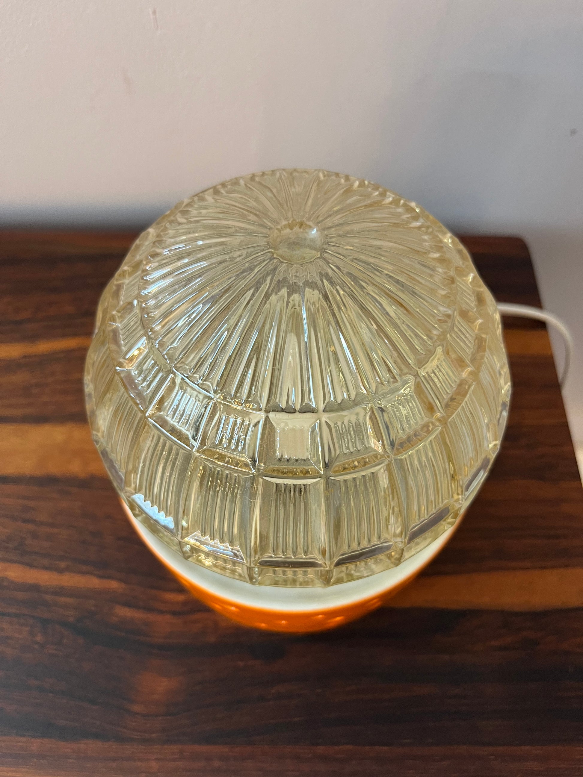 Tischlampe orange weiß von Gerold Porzellan Bavaria