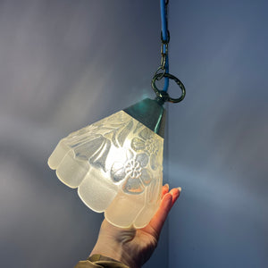 Hängelampe Glas Messing mit Kette aus Dänemark