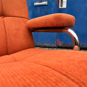 Sessel orange Cord Chrom mit Ottomane von pol international