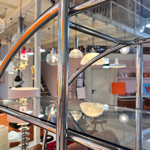 Rundes Regal / Raumteiler Chrom & Glas - Designklassiker