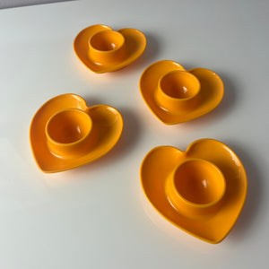 Set: 4x Eierbecher Herz gelb