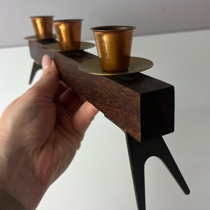 Kerzenständer Teak Messing