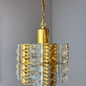 Hängelampe Glas Messing von Carl Fagerlund für Orrefors