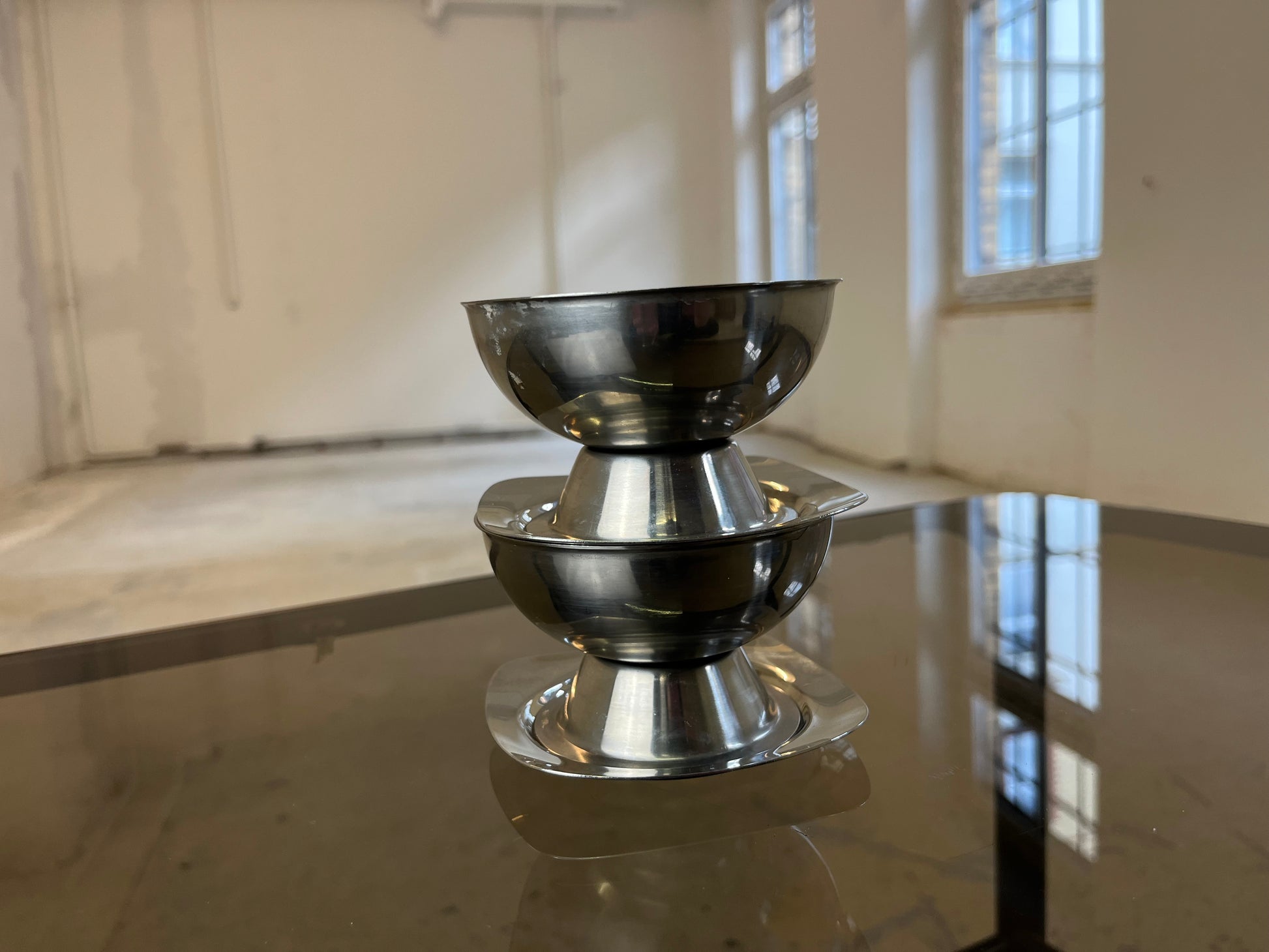 Set: 2x Eisschale mit Untersetzer Cromargan von WMF