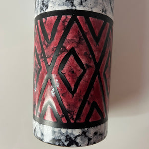 Vase 896/0 rot weiß von Strehla Keramik