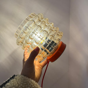 Tischlampe orange mit Bubbleglas Schirm von VEB Bautzen