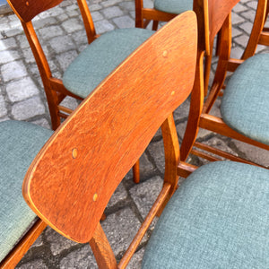 Set: 6x Esszimmerstuhl grau Teak neu gepolstert