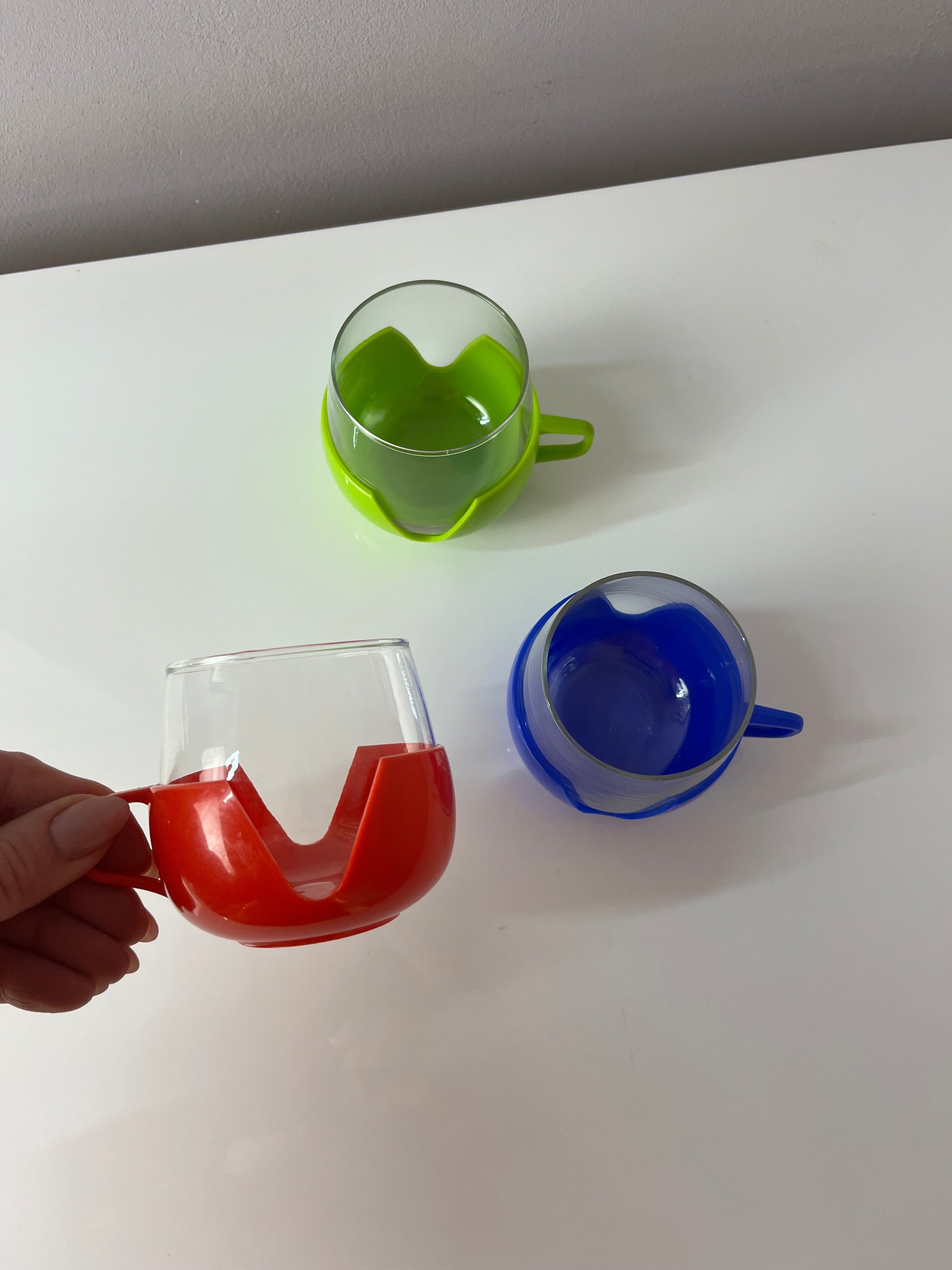 Set: 3x Glasbecher rot grün blau Made in Holland