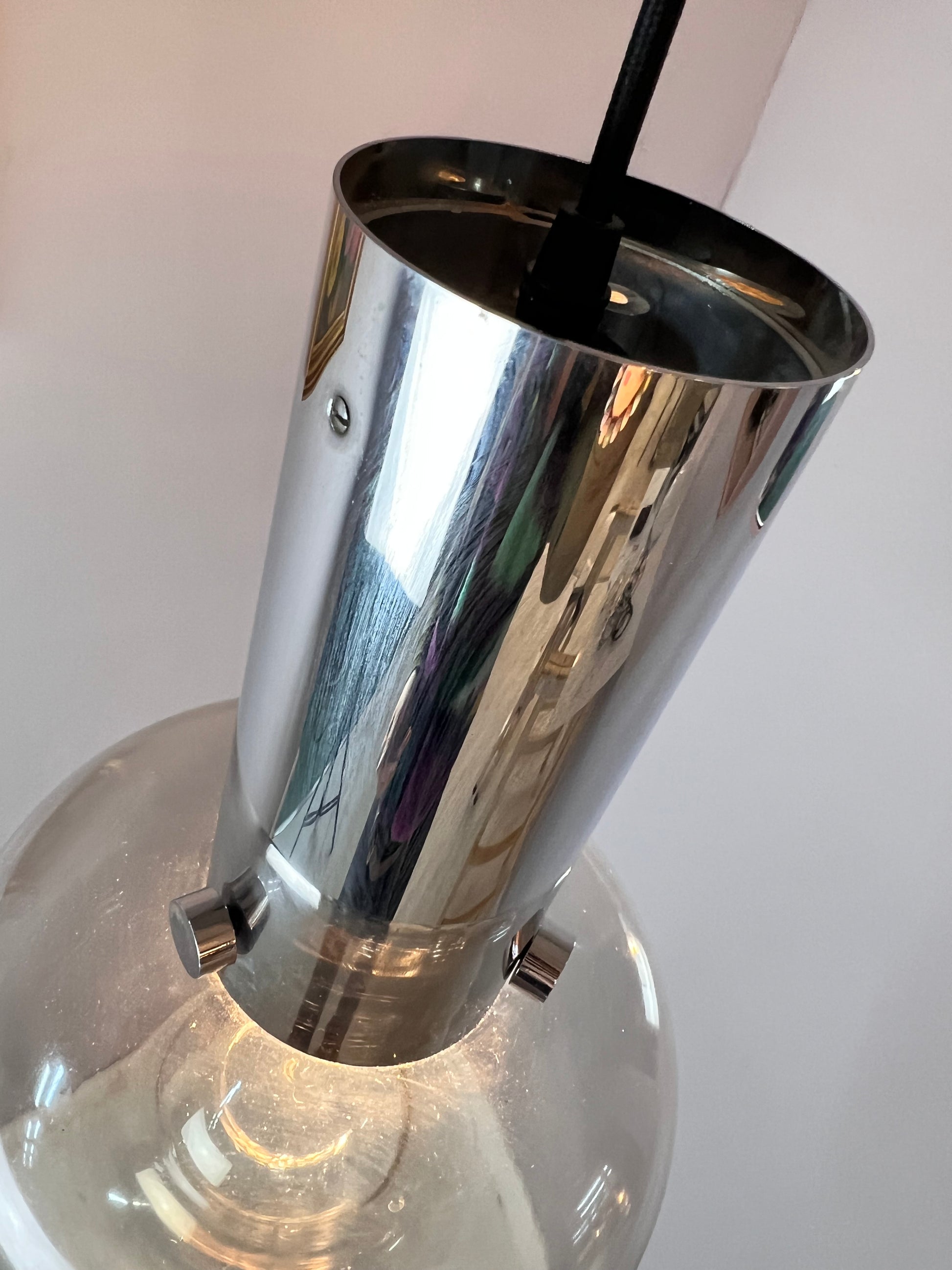 Hänge- oder Deckenlampe Glas Chrom von Glashütte Limburg