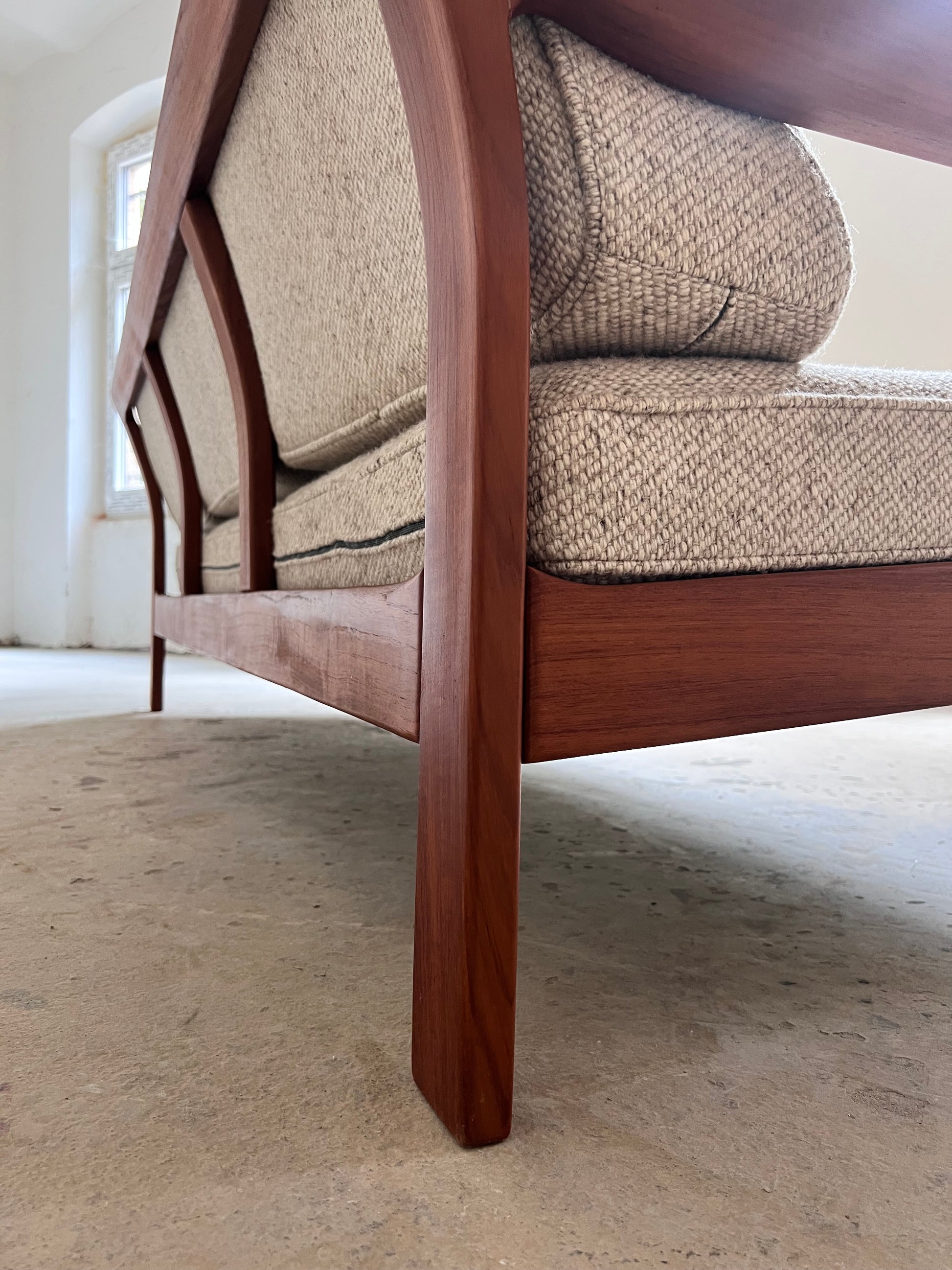 3-Sitzer Sofa Teak & Wolle aus Dänemark
