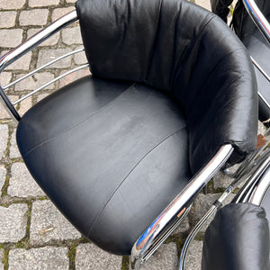 Freischwinger Echtleder Chrom aus Italien