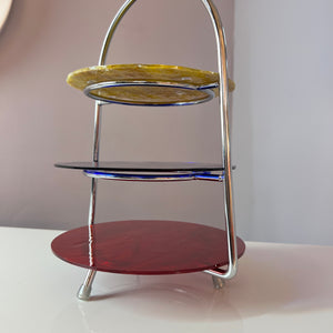 Etagere rot blau gelb Glas & Chrom