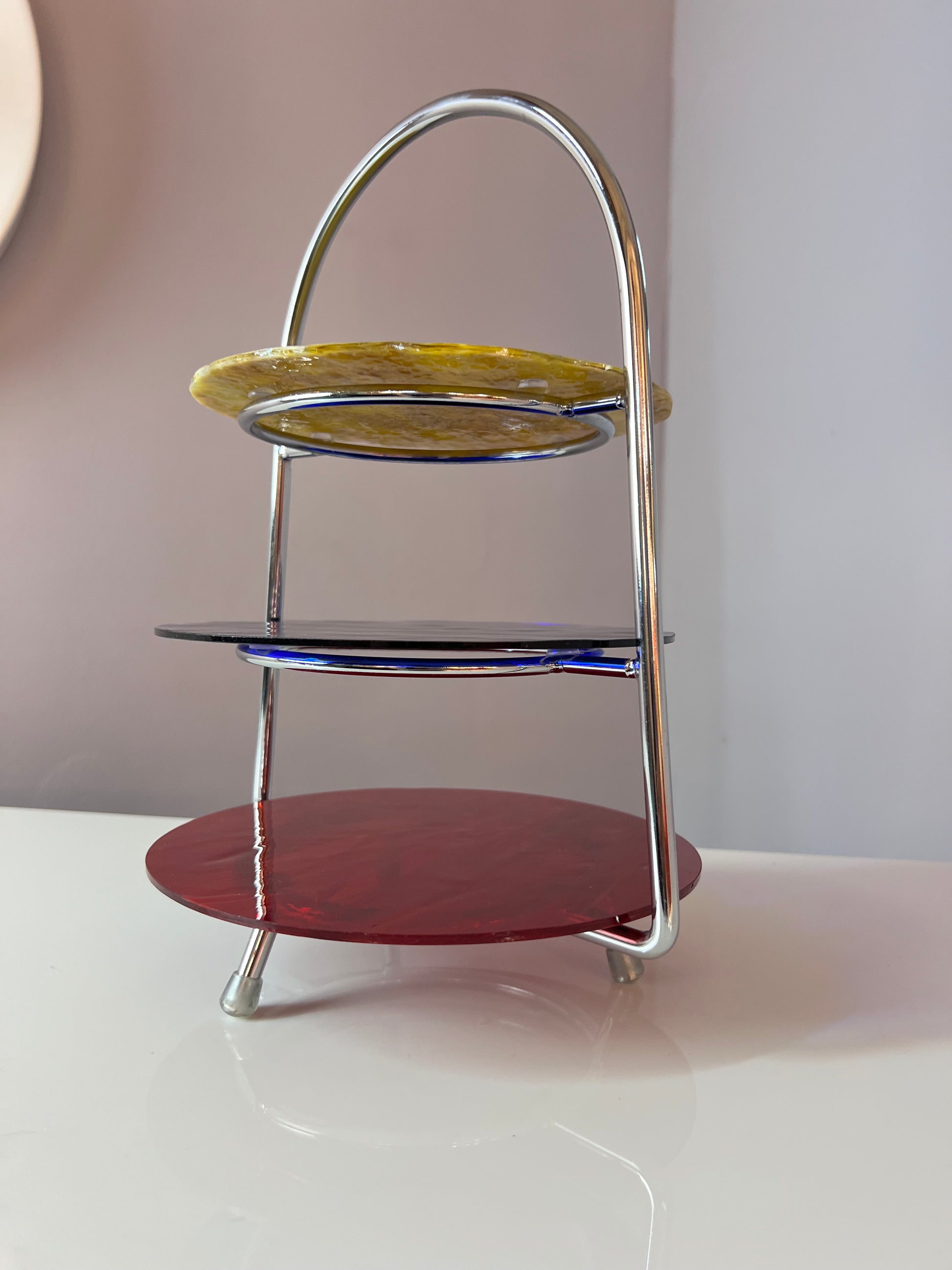 Etagere rot blau gelb Glas & Chrom