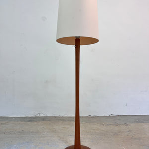 Stehlampe Teak mit Seidenschirm aus Dänemark