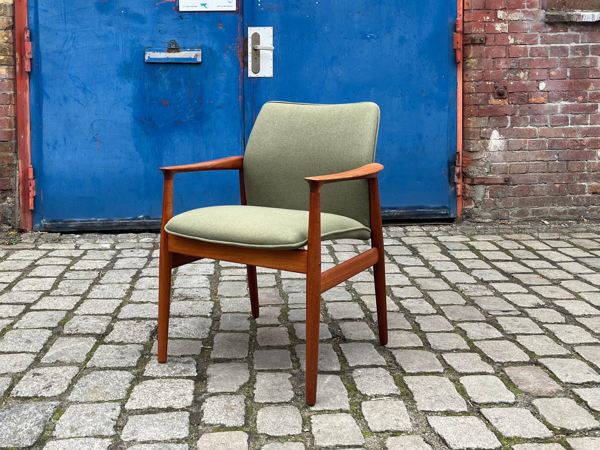 Sessel neu gepolstert grün Teak von Grete Jalk für Glostrup Møbelfabrik