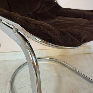Freischwinger Chrom mit braunem Polster von Gastone Rinaldi