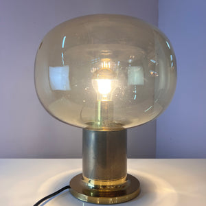 Tischlampe Messing Glas mundgeblasen
