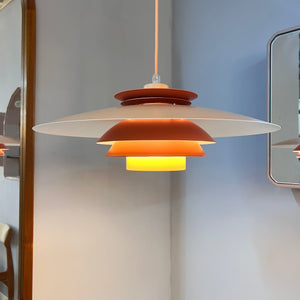 Lamellenlampe neu lackiert orange rot aus Dänemark