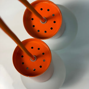 Set: 2x Hängelampe orange mit Opalglas Globus