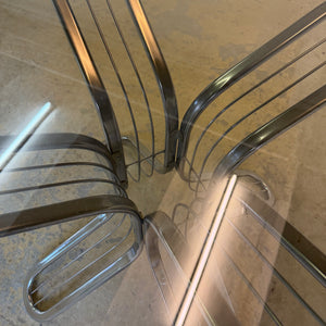 Runder Esstisch Chrom Rauchglas von Gastone Rinaldi für Rima