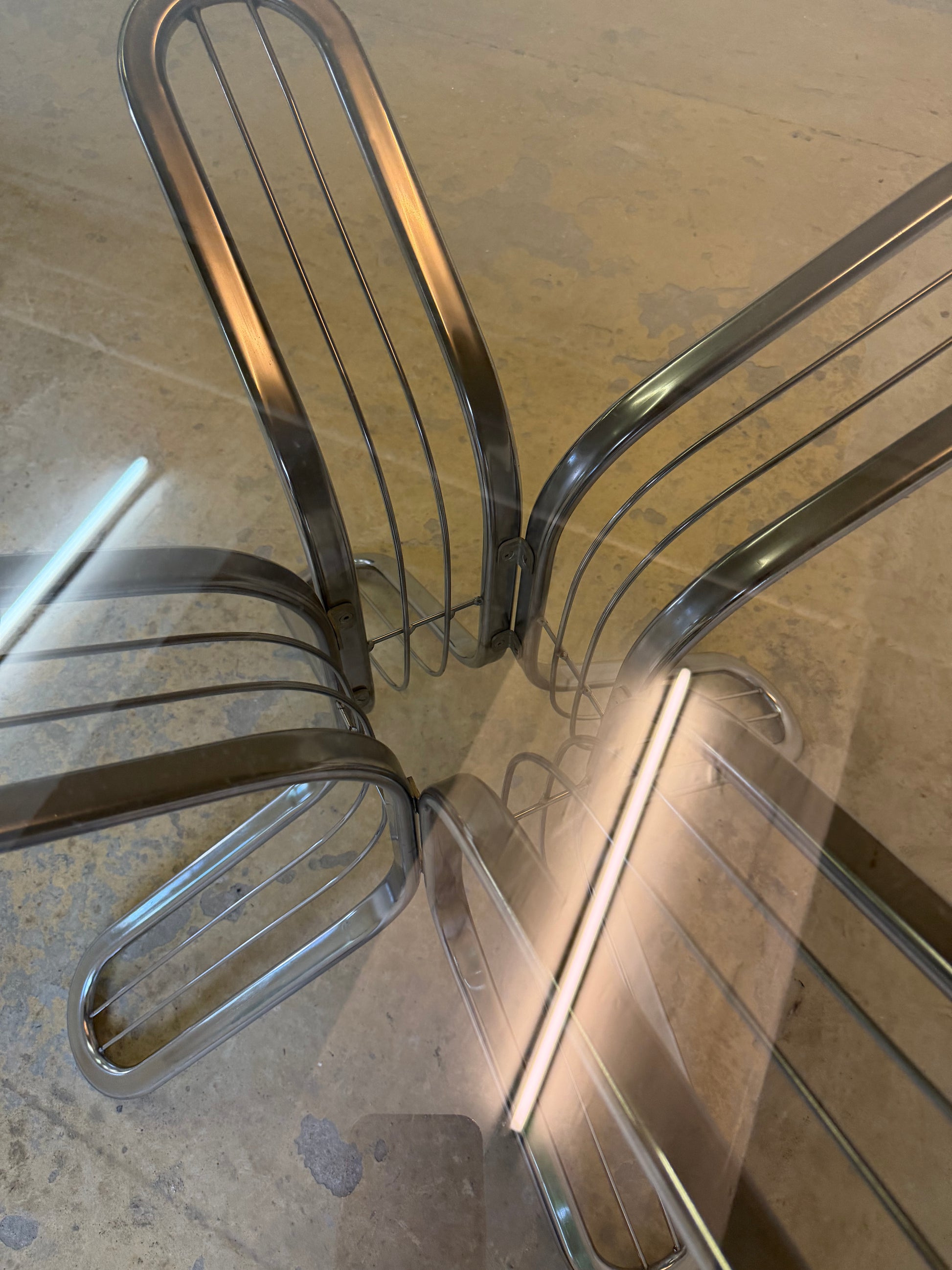 Runder Esstisch Chrom Rauchglas von Gastone Rinaldi für Rima