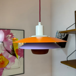 Lamellenlampe neu lackiert orange lila aus Dänemark