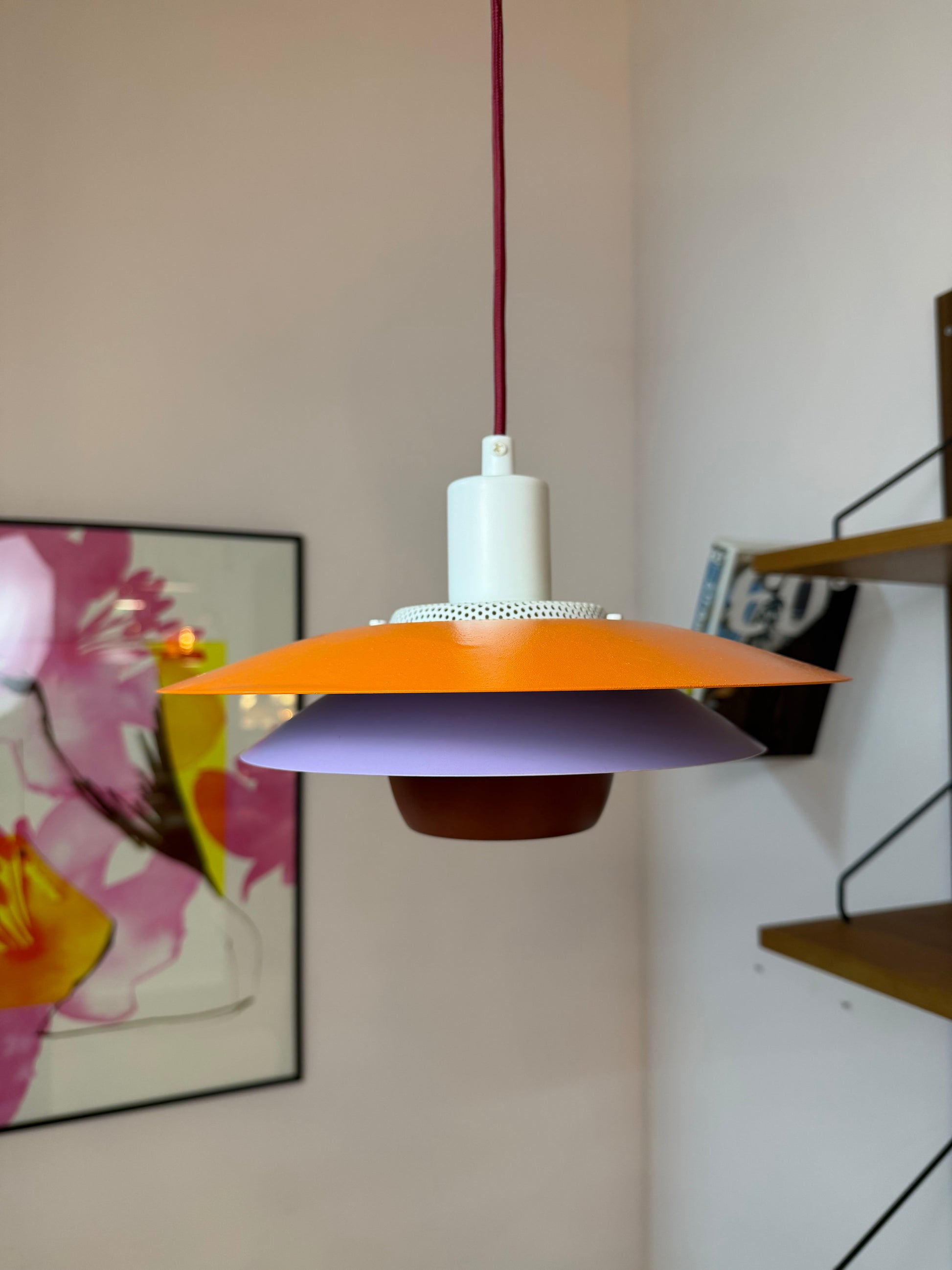 Lamellenlampe neu lackiert orange lila aus Dänemark