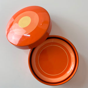 Set: Untersetzer in Dose orange Metall