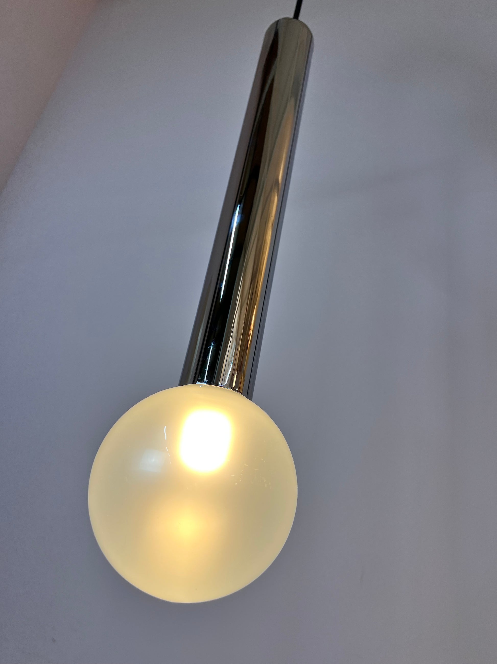 Hängelampe Big Globe Perlmutt Chrom von Motoko Ishii für STAFF
