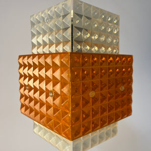 Hängelampe orange weiß mit Wabenstruktur aus der DDR