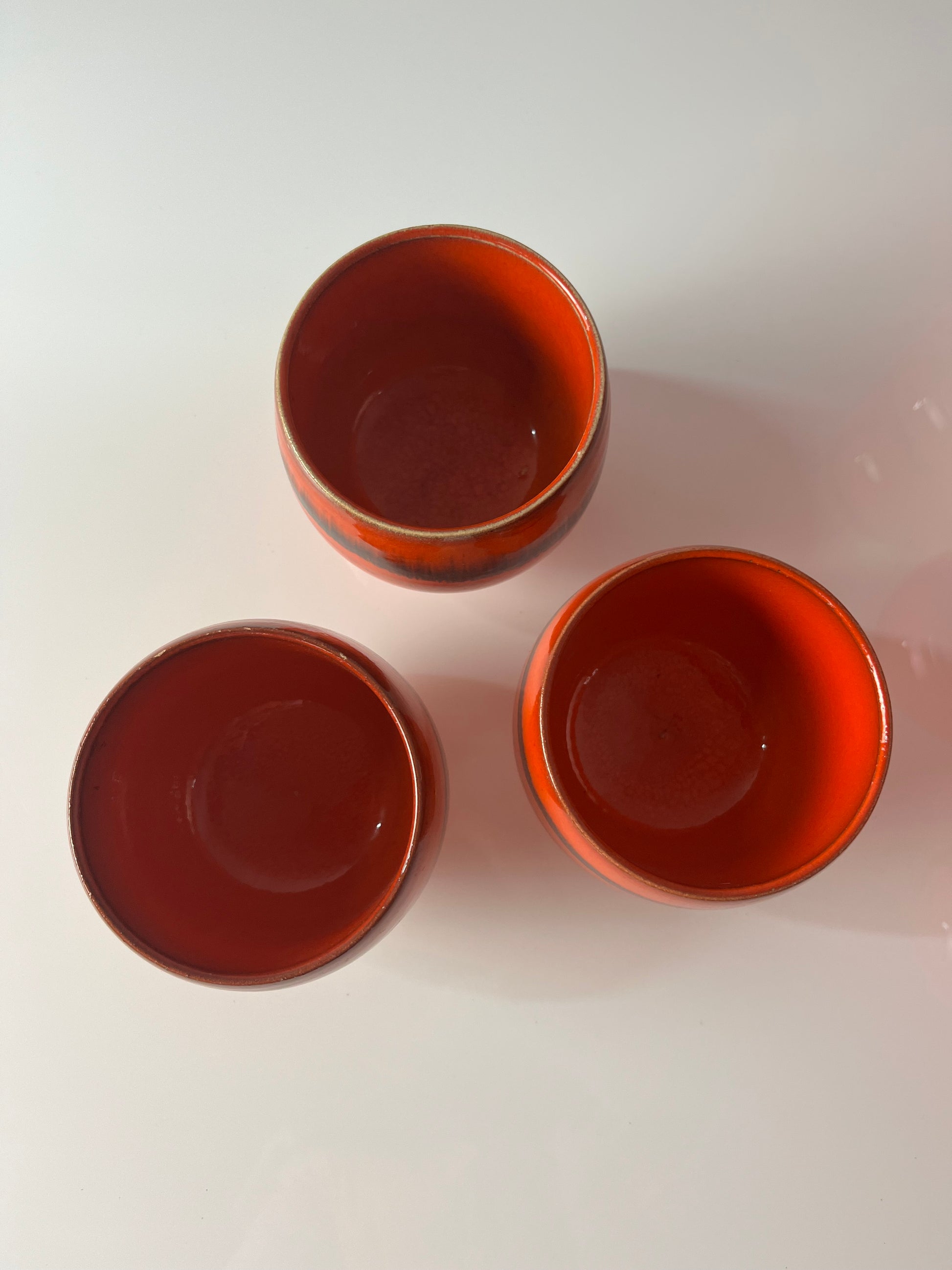 Bowle-Set: 10 Becher und 1 Terrine orange Keramik